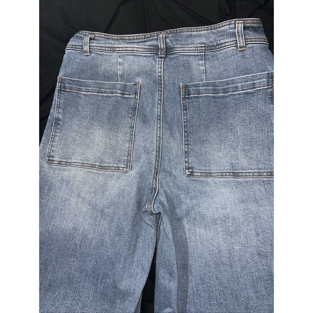 Oat NY Jean Powder Light 10/30 Distressed Hem Bell Bottom Wide Leg High Rise - Picture 7 of 8